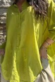 Shayle Indian Cotton Boyfriend Beach Shirt Olive
